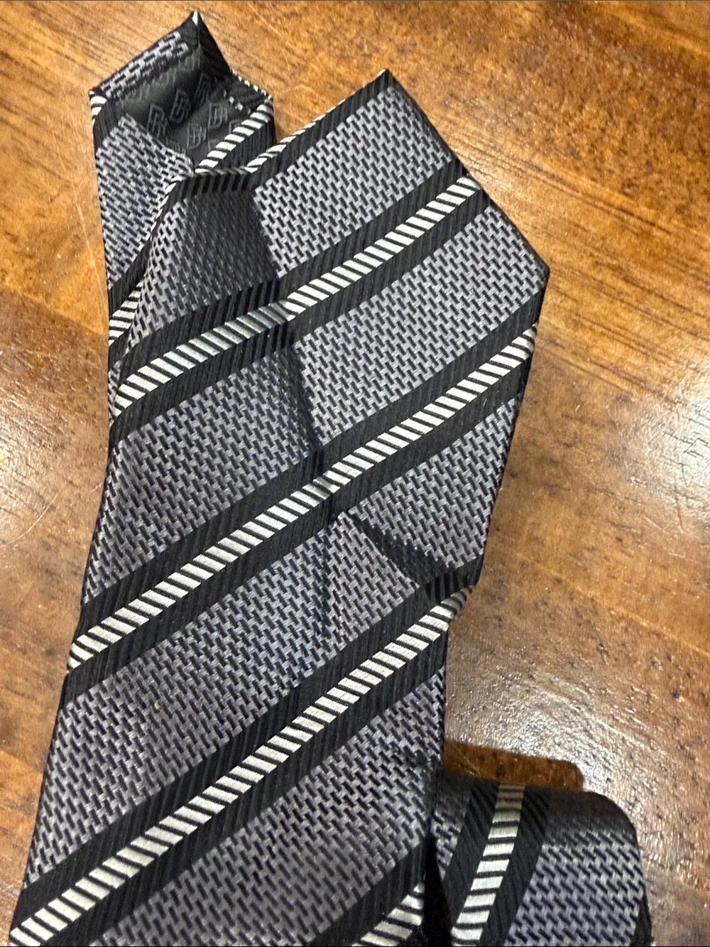 Banana Republic Gray and Black Diagonal Stripe Tie